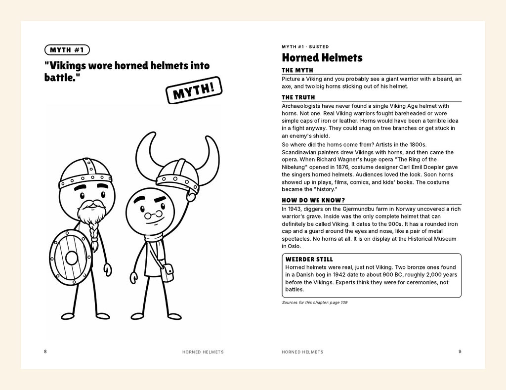 Inside spread: Myth #1, Vikings wore horned helmets — busted